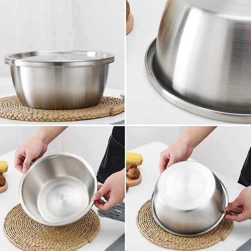 3PCS Stainless Steel Mixing Bowl with Lid Strainer