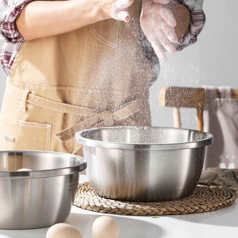 3PCS Stainless Steel Mixing Bowl with Lid Strainer