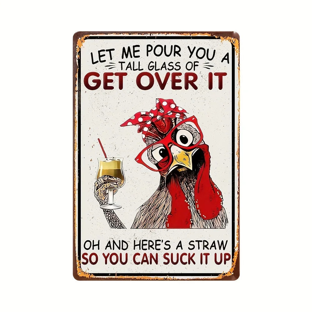 Charming Farm Chickens Vintage Metal Aluminum Signs  Colorful Visual Effect