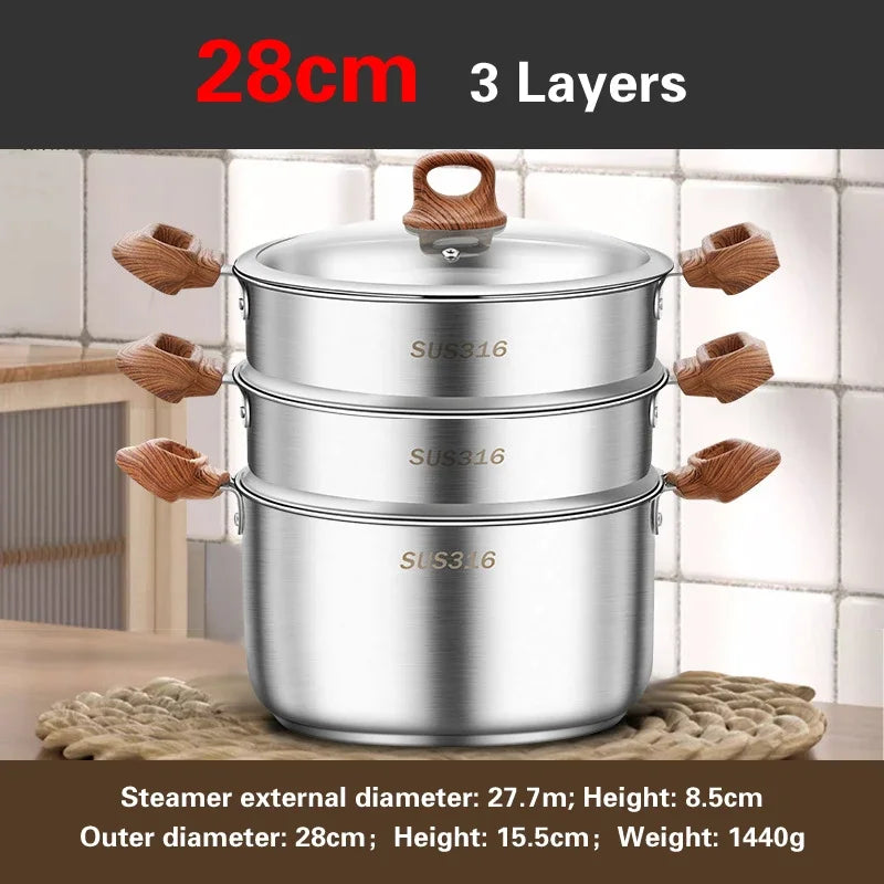 Thickened food grade 316 stainless steel pots Household induction cooker Special soup pot Congee cooking pots Steaming pot