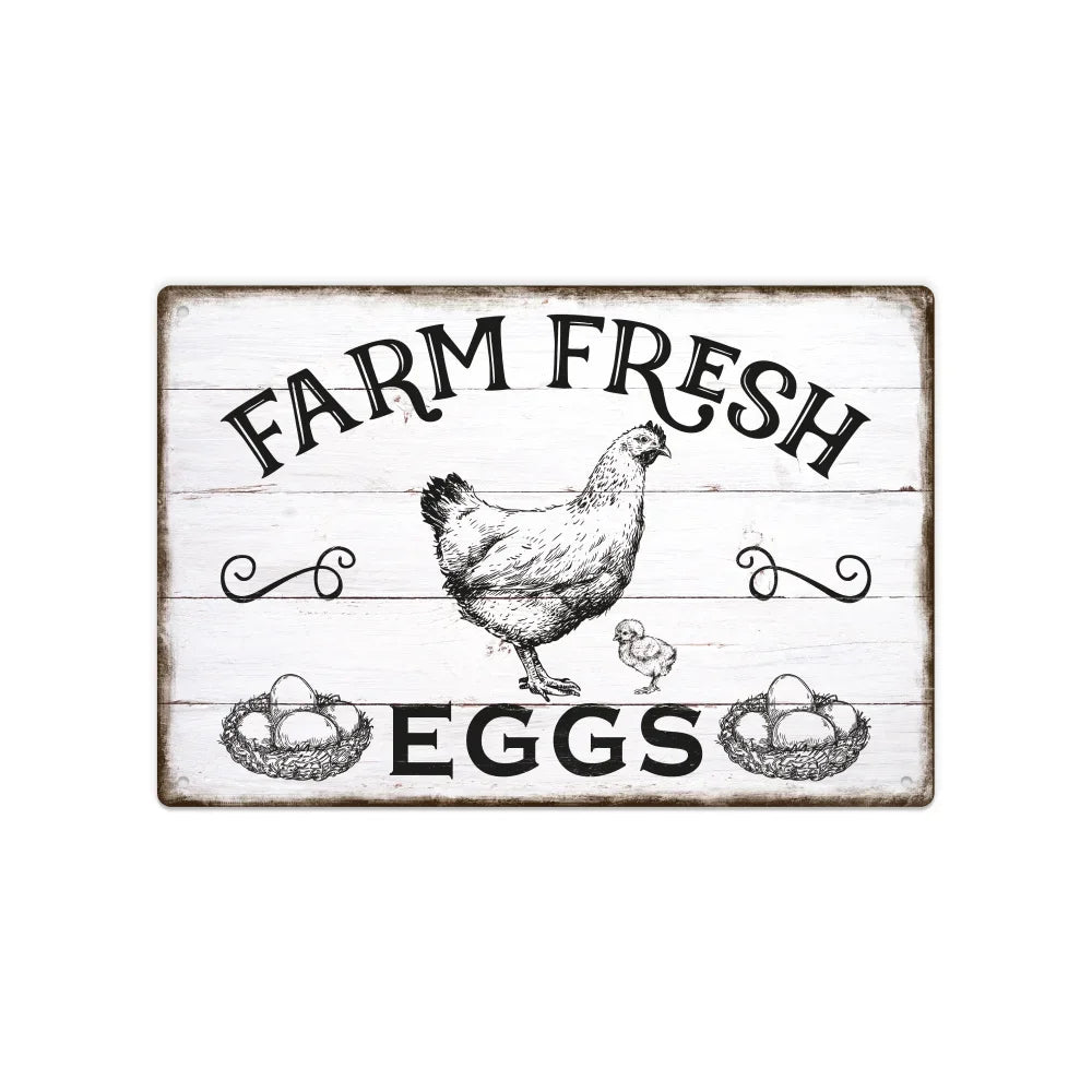 Charming Farm Chickens Vintage Metal Aluminum Signs  Colorful Visual Effect