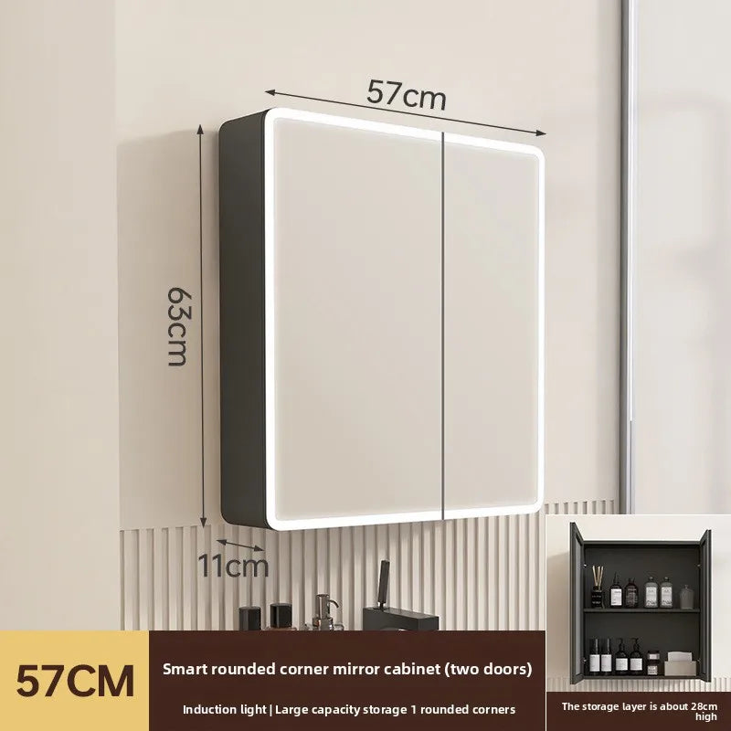 22 Inch Multifunctional Arc Angle Bathroom Mirror Cabinet