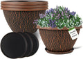 4 Pack 8 Inch Plant Pots with Drainage Holes & Trays,