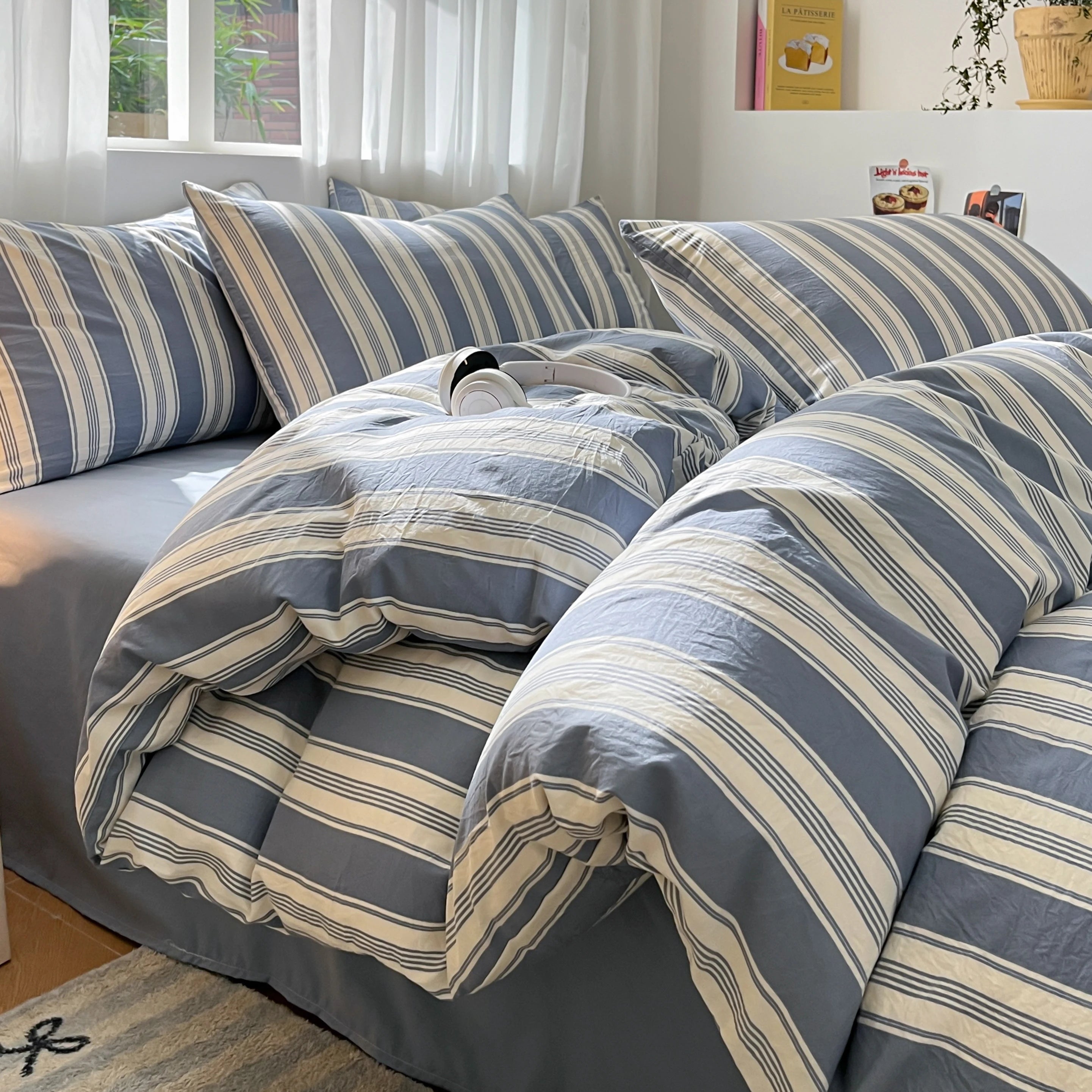 3/4 PcsCheckered Bedding Set Simple Style Soft Skin Friendly