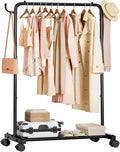 Portable Rolling Clothes Rack with Hooks: Garment Storage for Bedroom, Laundry Room
