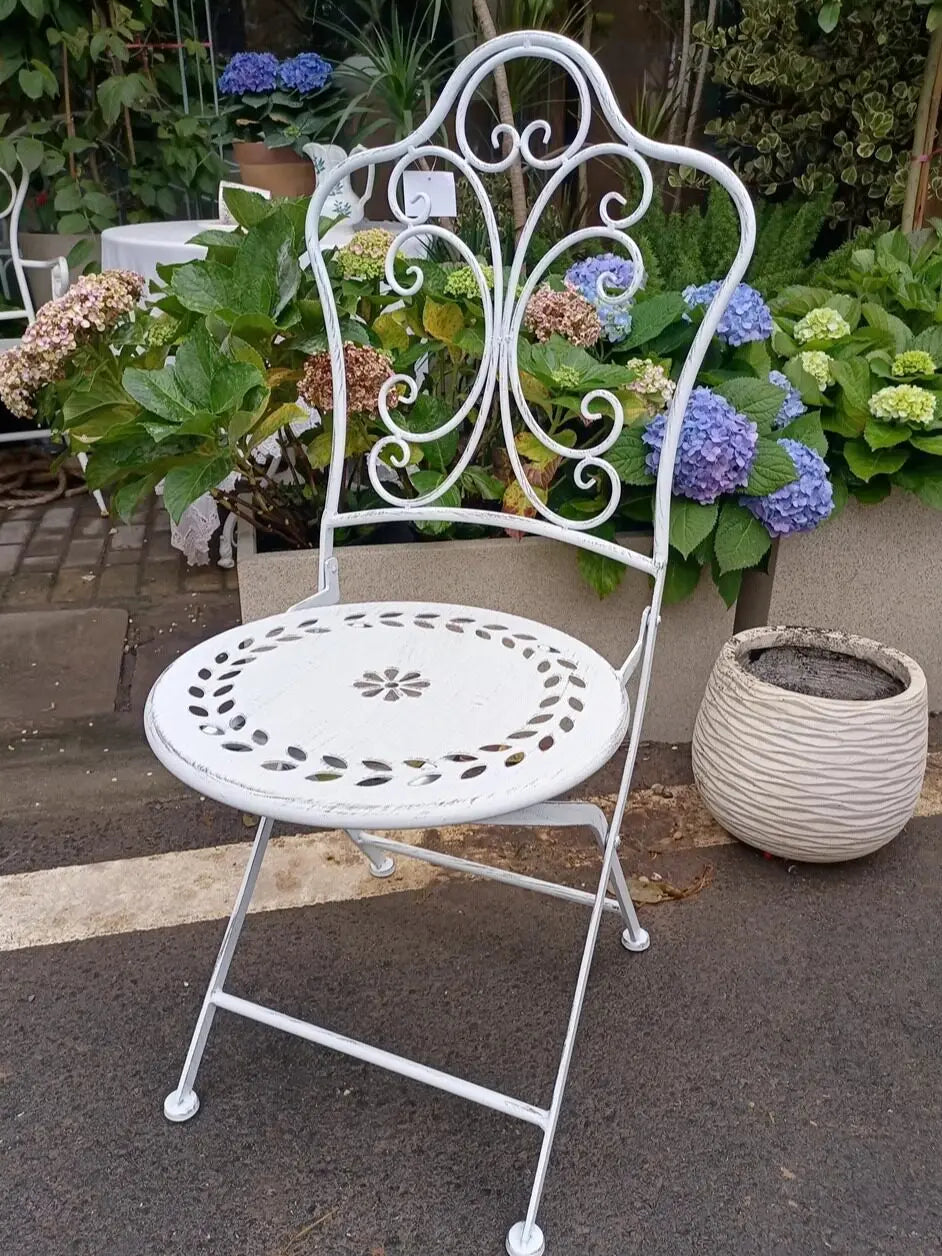 French Country Iron Table and Chairs Outdoor Patio Furniture