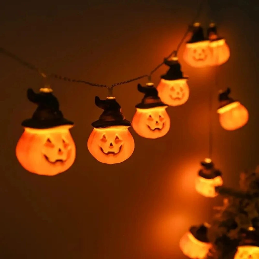 59.06in Halloween Pumpkin Lights Warm White 10LED Festival String Lights