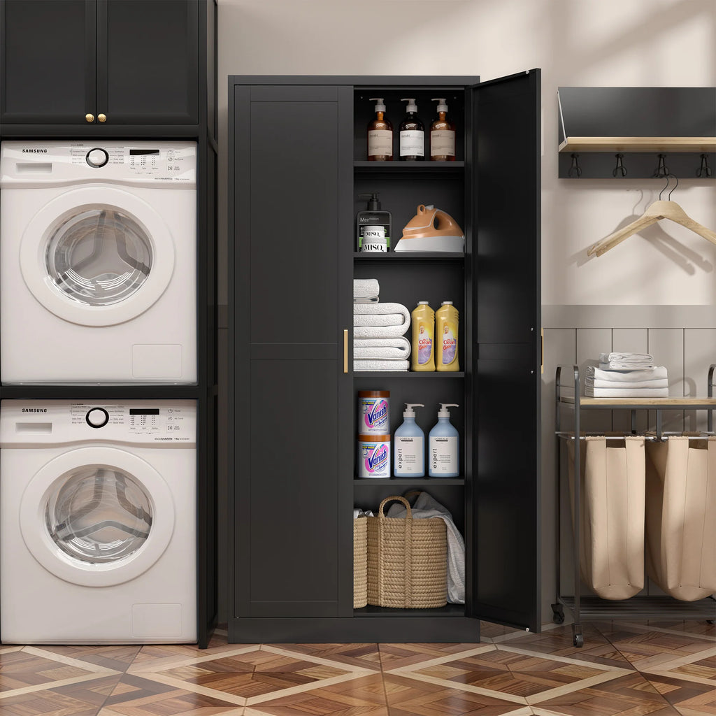 Pantry Cabinet 71" Metal Storage Cabinet with Doors and Shelves