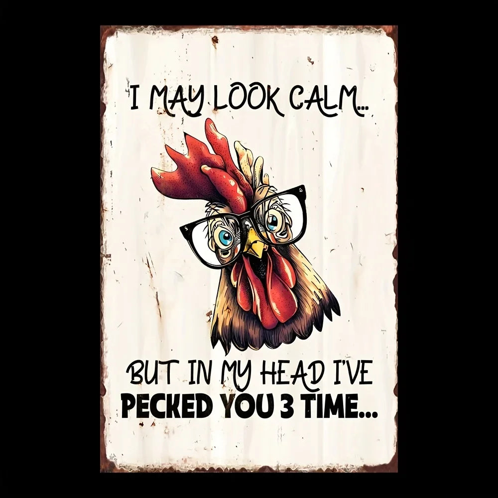Charming Farm Chickens Vintage Metal Aluminum Signs  Colorful Visual Effect