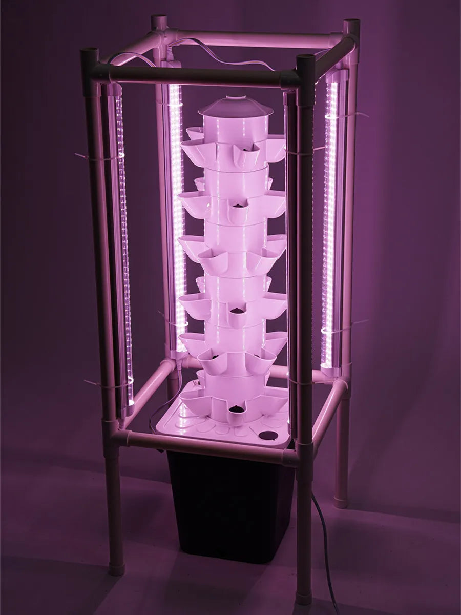 6-Tiers 30 Planting Holes Hydroponics Vertical Growing Kit,  Vegetable Grower with LED & Water Tank