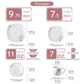 VEWEET ANNIE 30/24/20 Pcs Porcelain Dinnerware Set Pink Floral with Dinner Plate/Dessert/Soup/Cup/Saucer