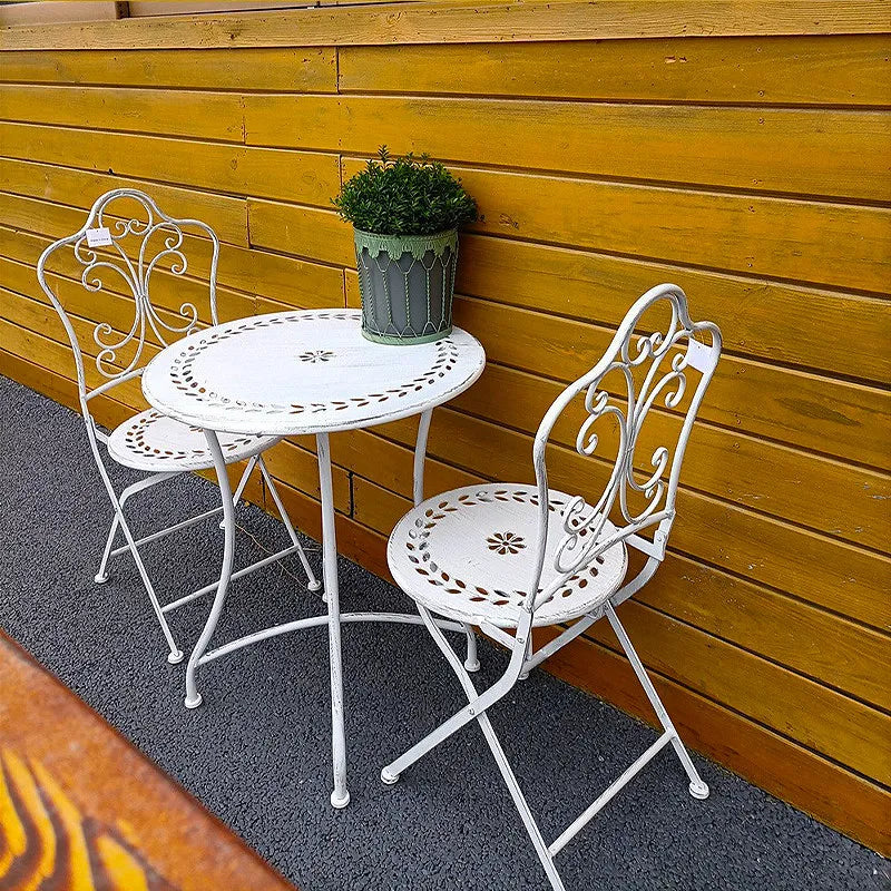 French Country Iron Table and Chairs Outdoor Patio Furniture