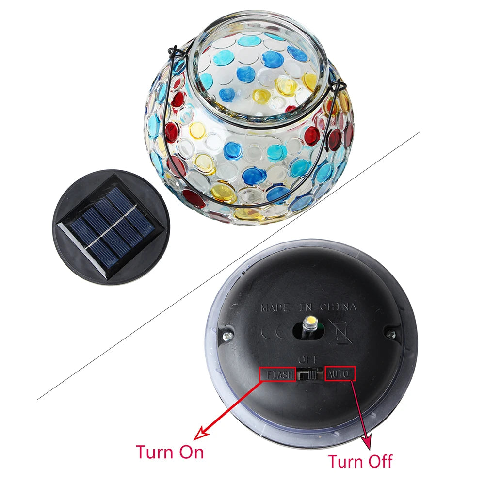 LED Solar Lights Outdoors Glass Bottle Jar Table Lamp Solar Pendant Night Light
