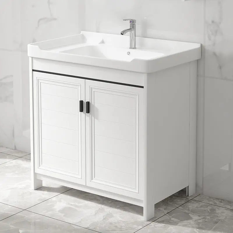 Bathroom Cabinet Modern Floor Standing  with Ceramic Basin and Space Aluminum Cabinet for Bathroom Washroom