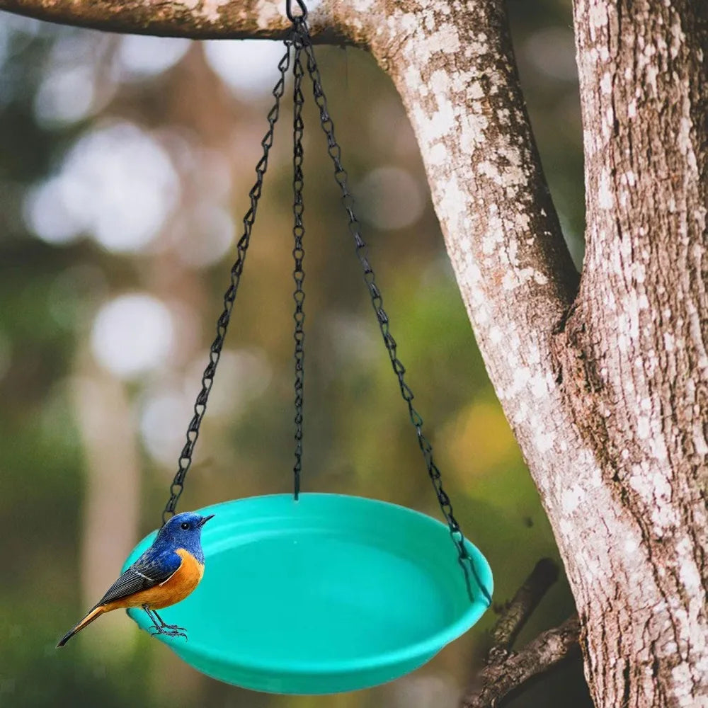 Round Shaped Birds Feeder Birdbath Bowl with Hanging Chain