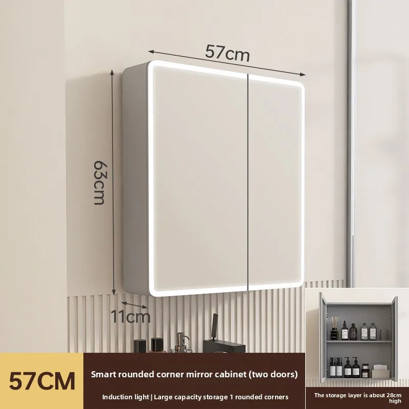22 Inch Multifunctional Arc Angle Bathroom Mirror Cabinet