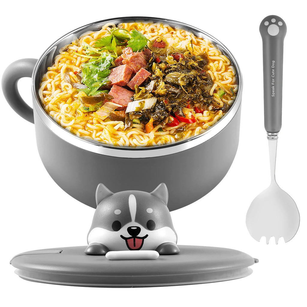 1200ml Ramen Bowl With Lid Stainless Steel Instant Noodle Cooker
