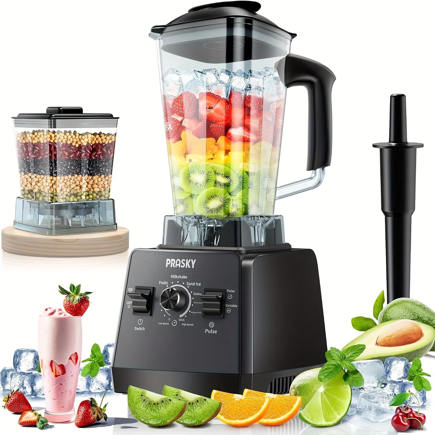 PRASKY 2400W Blender and Grinder Combo 25000RPM