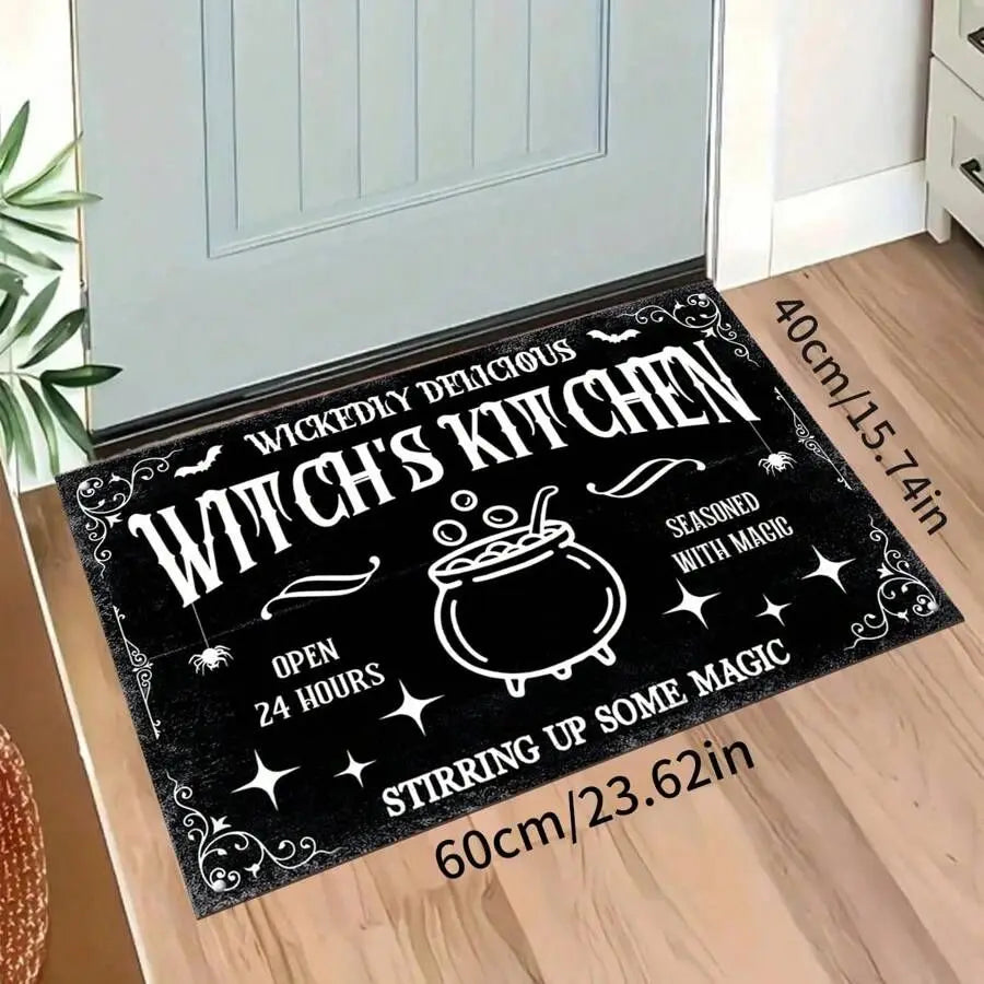 VIKAMA 1/2pcs Halloween Kitchen Rug Witch Outdoor Non-Slip Doormat