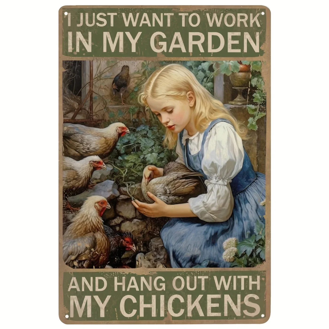 Charming Farm Chickens Vintage Metal Aluminum Signs  Colorful Visual Effect