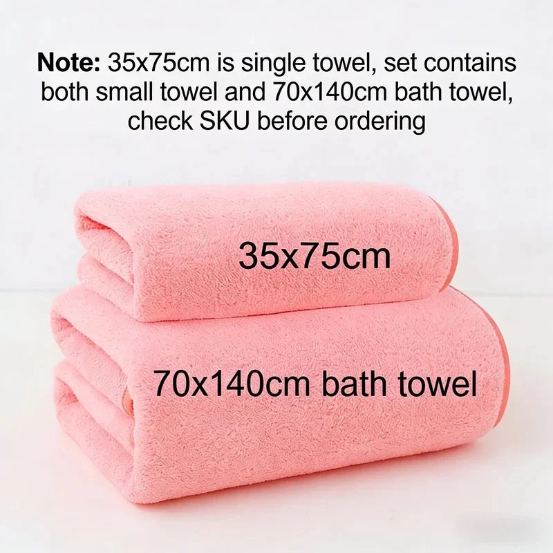 Coral Fleece Thickened Towel and Bath Towel Set