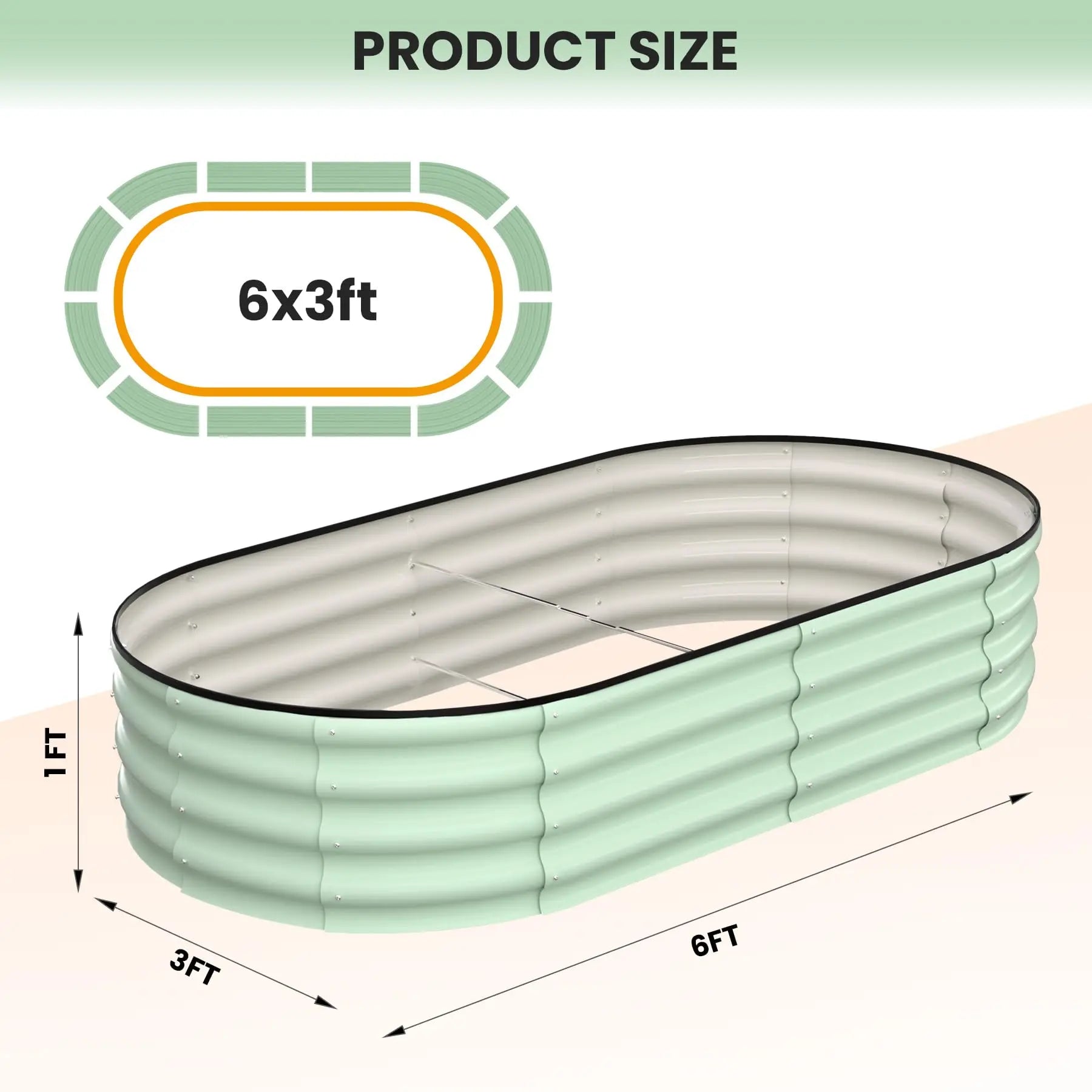 2-Pack Oval Galvanized Steel Raised Garden Bed Open Base Safety Edge Metal