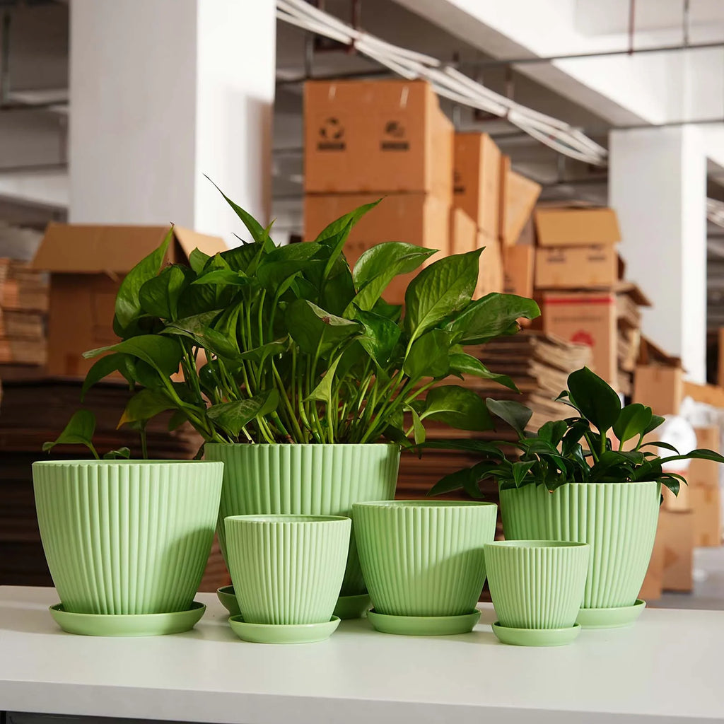 Vertical Striped Thickened Plant Pot Plastic Flower Pot