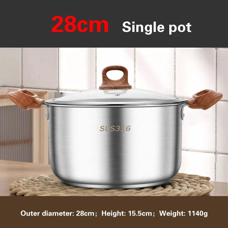 Thickened food grade 316 stainless steel pots Household induction cooker Special soup pot Congee cooking pots Steaming pot