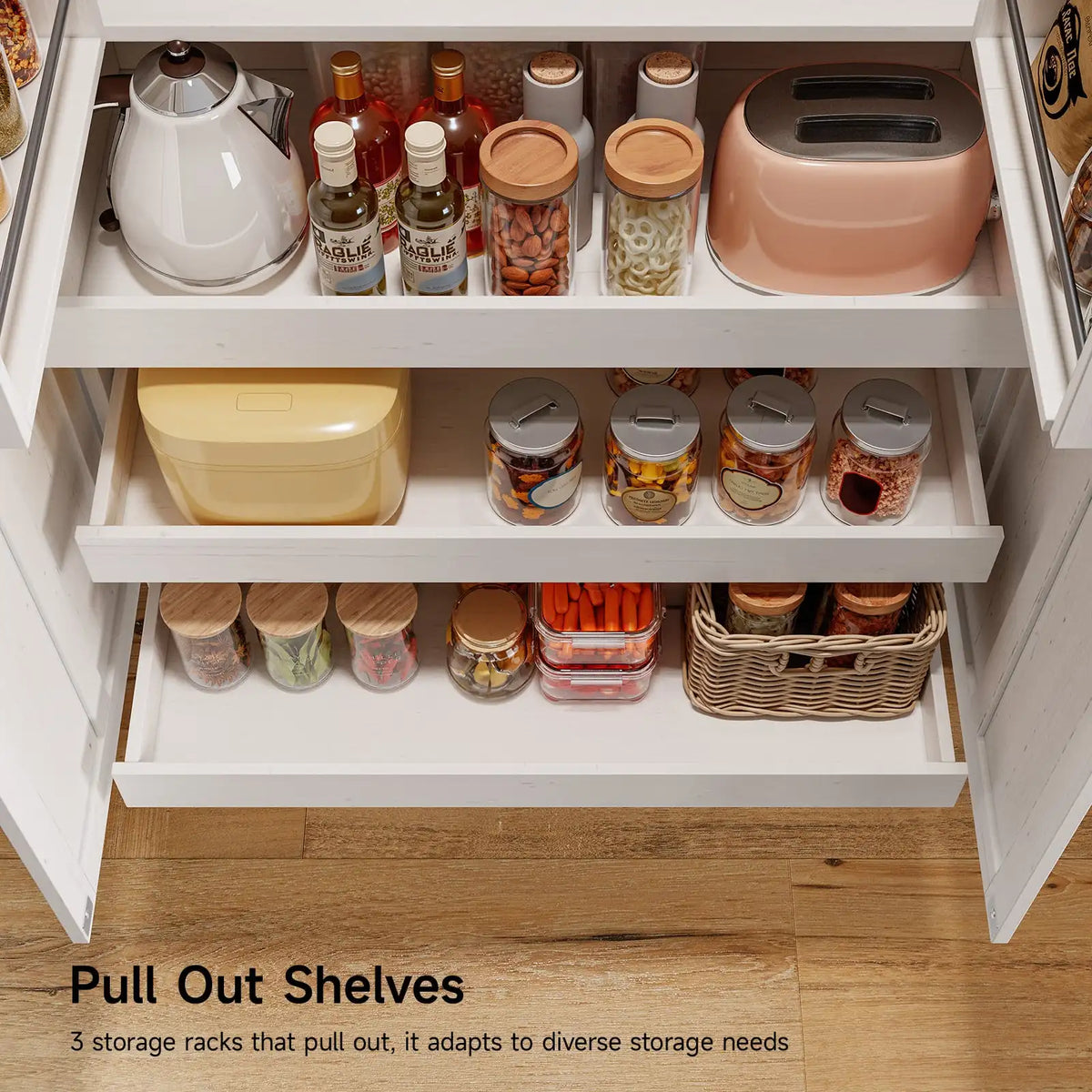 71" Tall Farmhouse Freestanding Pantry for Kitchen