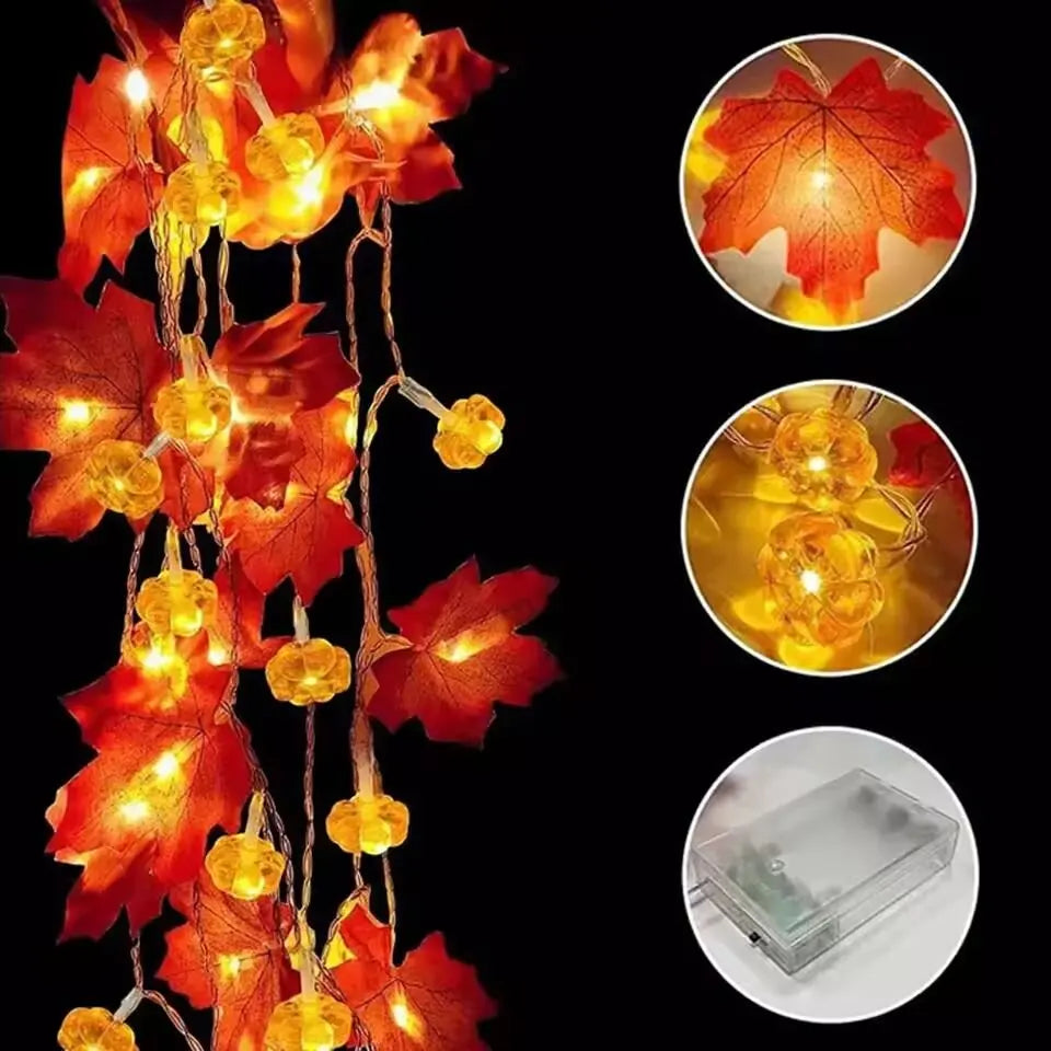 59in/118in Halloween Pumpkin Maple Leaves String Lights