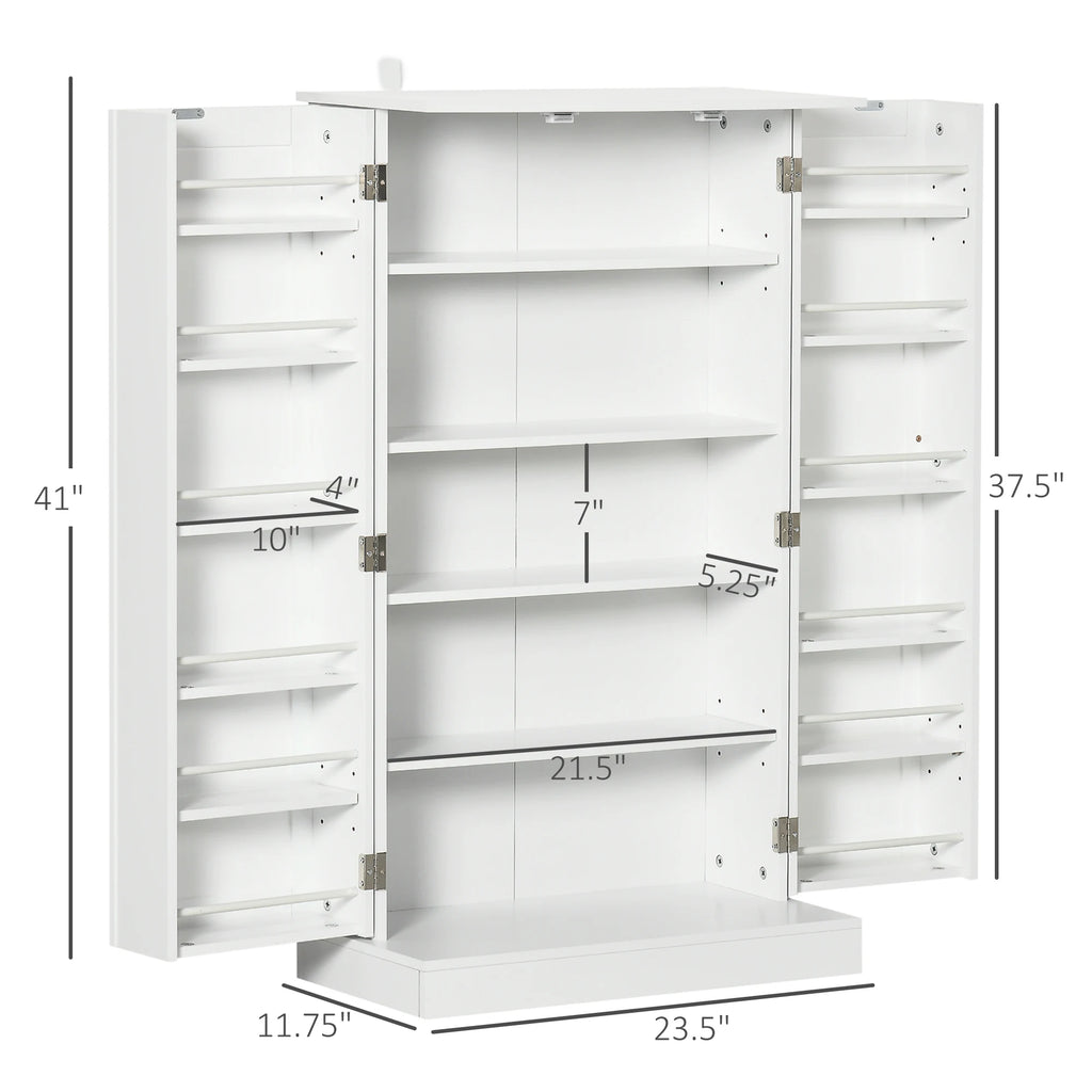 41" Modern Kitchen Pantry Freestanding Storage Cabinet with Double Doors Adjustable Shelves for Living Room - White