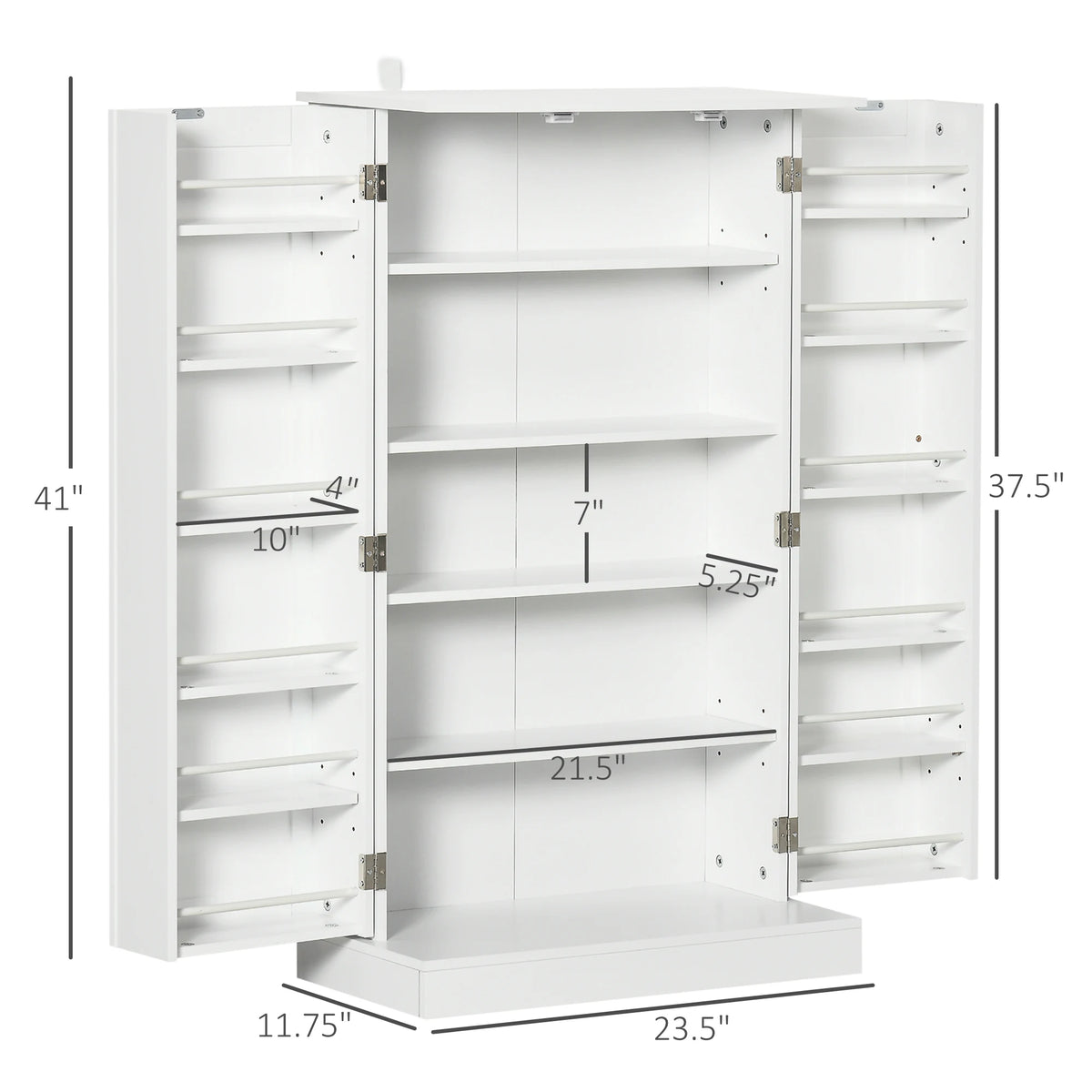 41" Modern Kitchen Pantry Freestanding Storage Cabinet with Double Doors Adjustable Shelves for Living Room - White