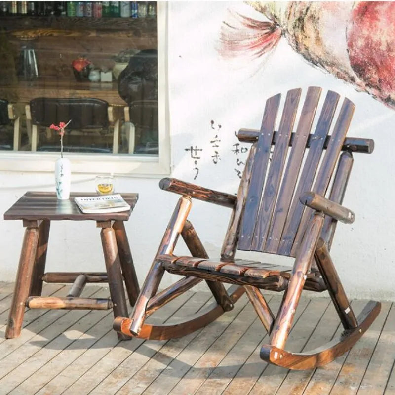 Outdoor Furniture Wooden Rocking Chair Rustic  Antique Vintage
