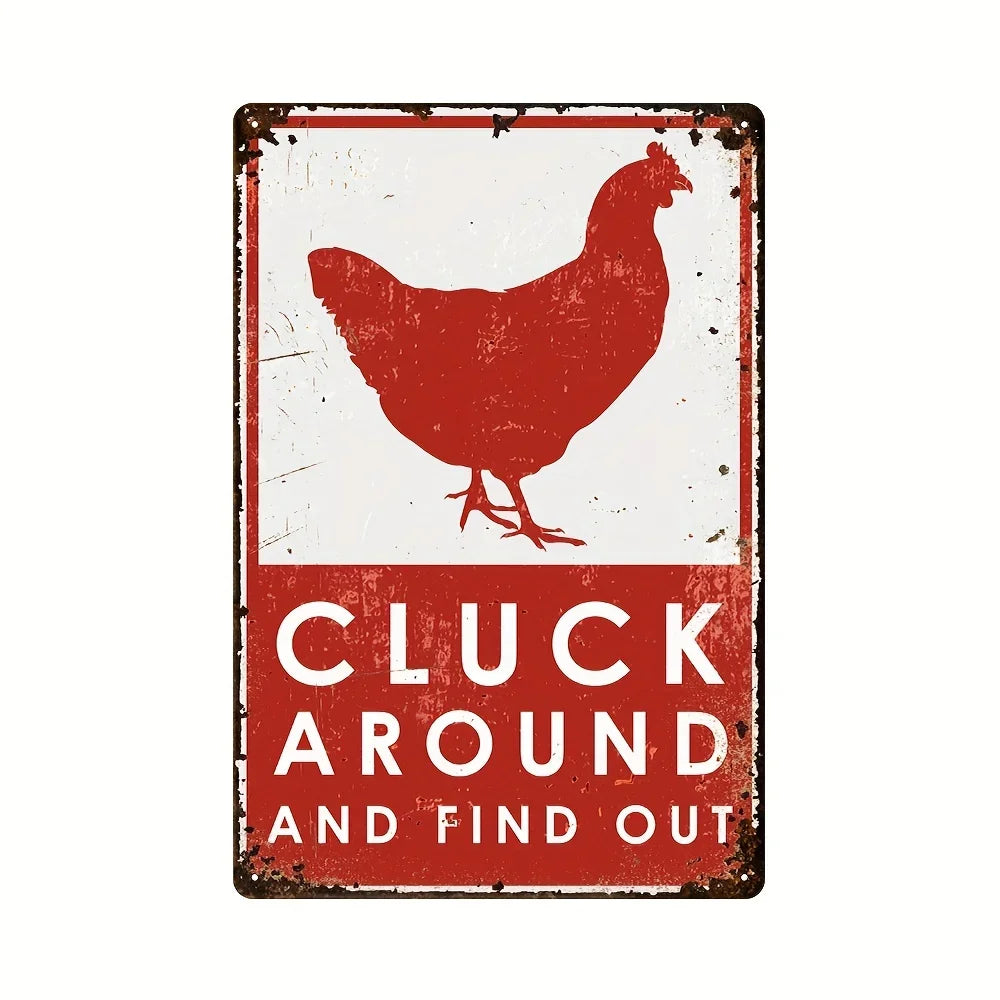 Charming Farm Chickens Vintage Metal Aluminum Signs  Colorful Visual Effect