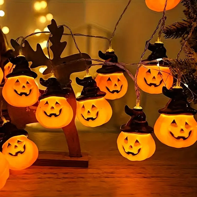 59.06in Halloween Pumpkin Lights Warm White 10LED Festival String Lights
