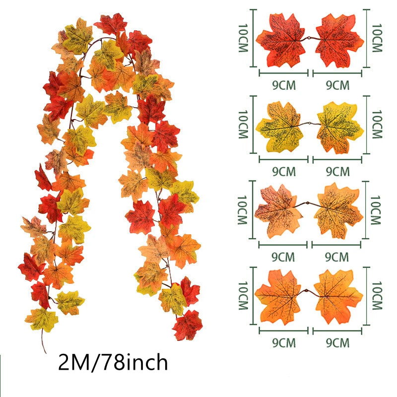 100/200CM Autumn Artificial Maple Leaf Garland Vine