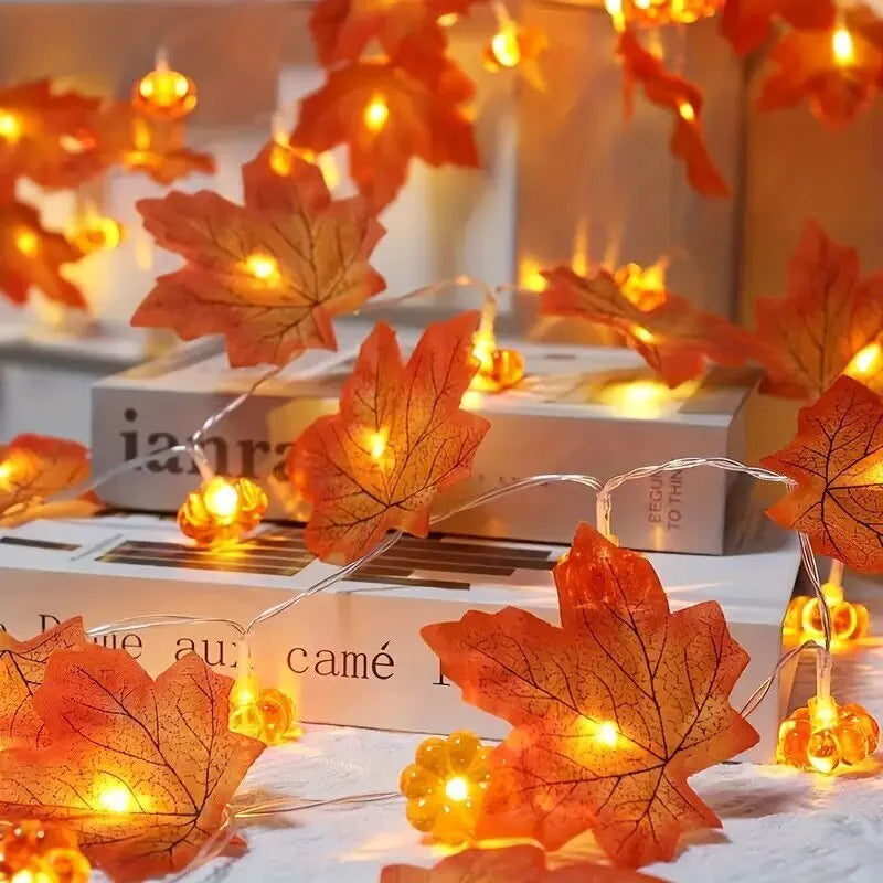 59in/118in Halloween Pumpkin Maple Leaves String Lights