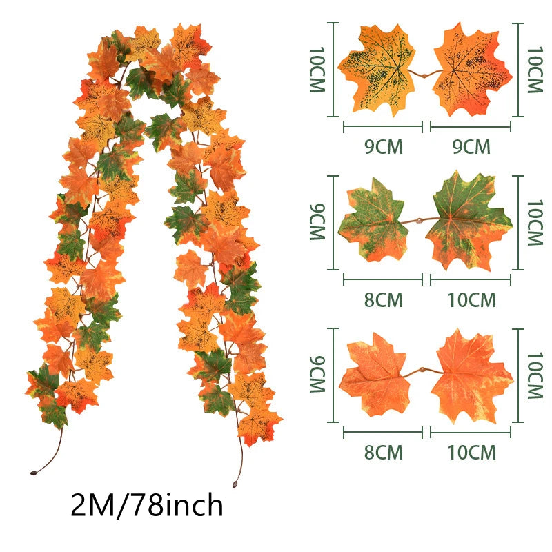 100/200CM Autumn Artificial Maple Leaf Garland Vine