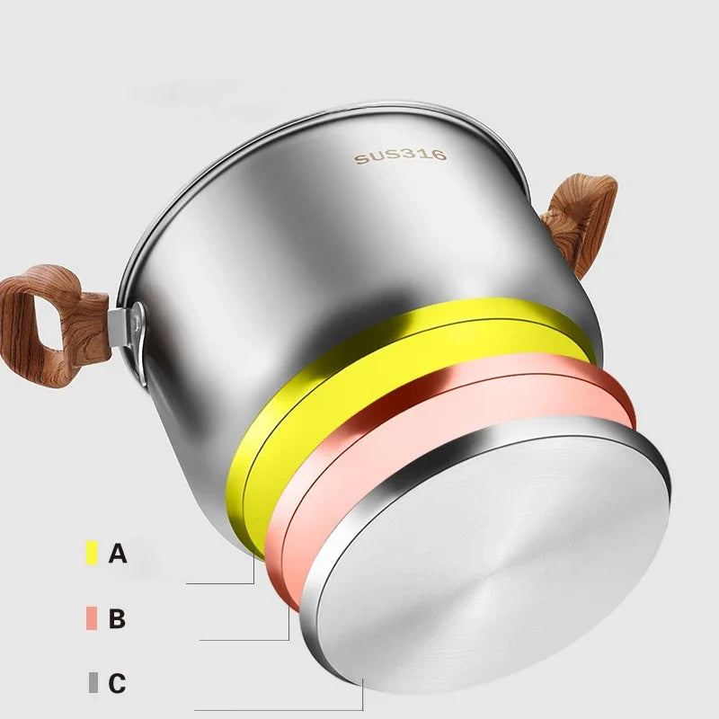 Thickened food grade 316 stainless steel pots Household induction cooker Special soup pot Congee cooking pots Steaming pot