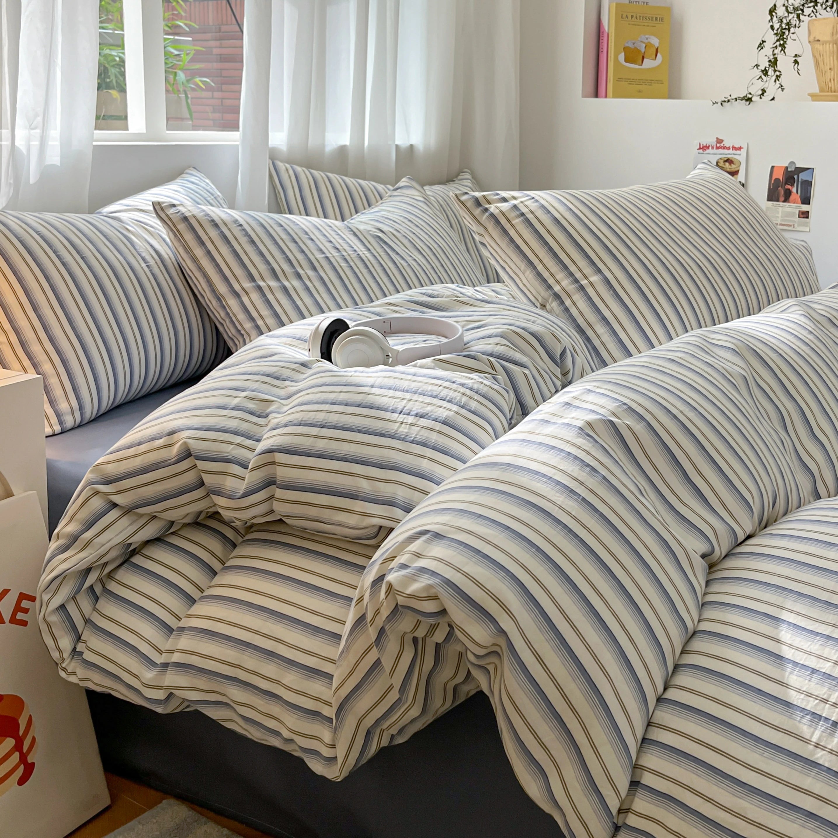 3/4 PcsCheckered Bedding Set Simple Style Soft Skin Friendly