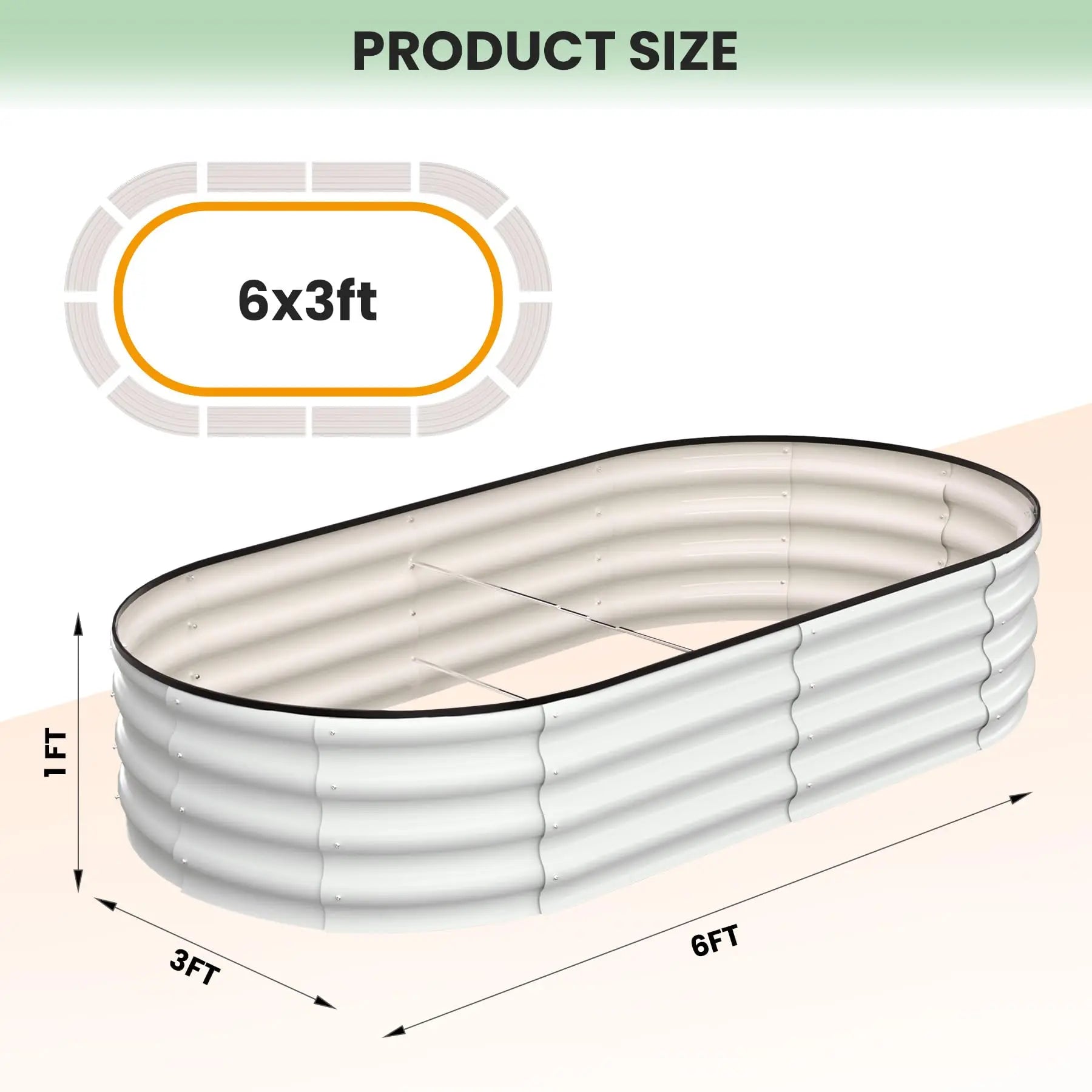 2-Pack Oval Galvanized Steel Raised Garden Bed Open Base Safety Edge Metal