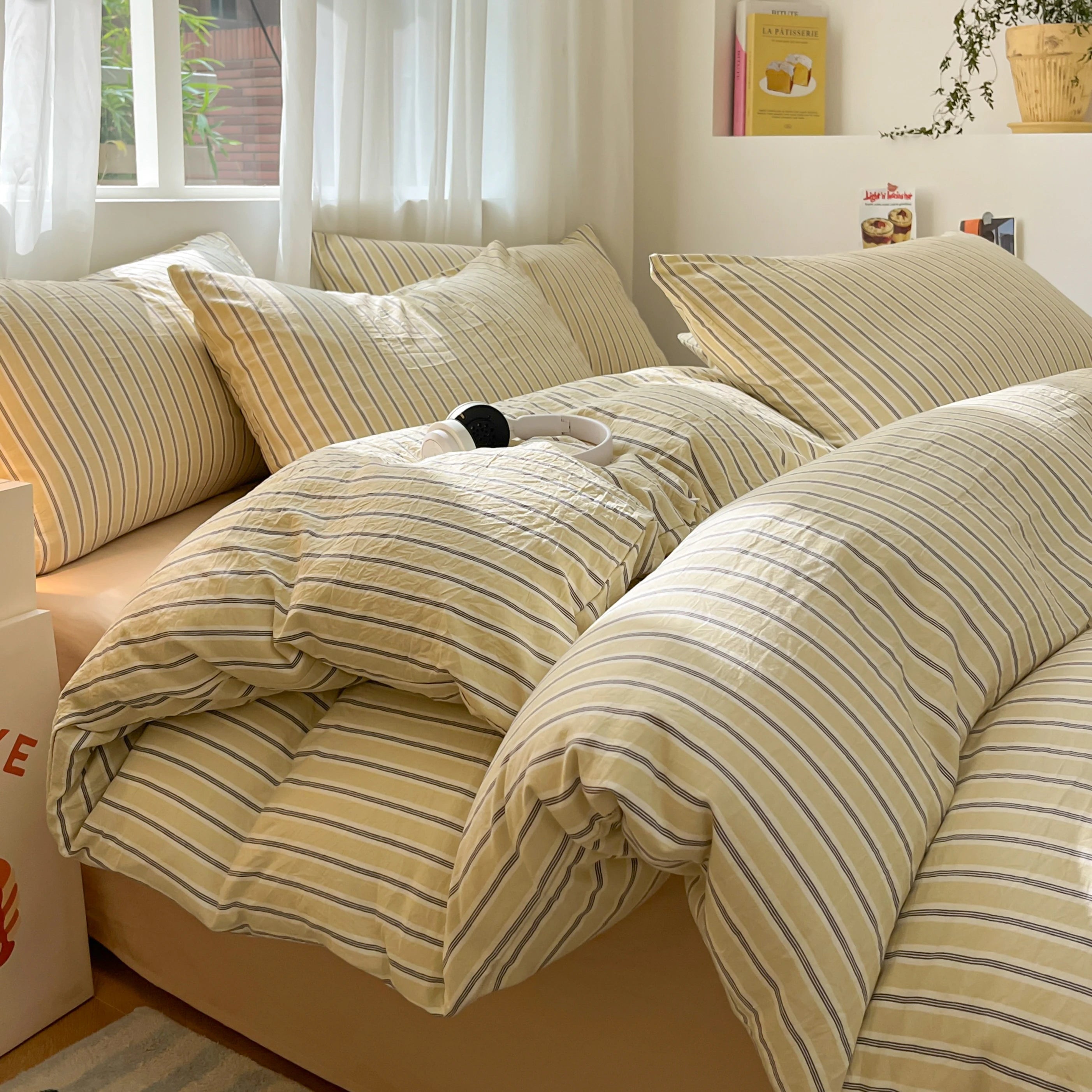 3/4 PcsCheckered Bedding Set Simple Style Soft Skin Friendly
