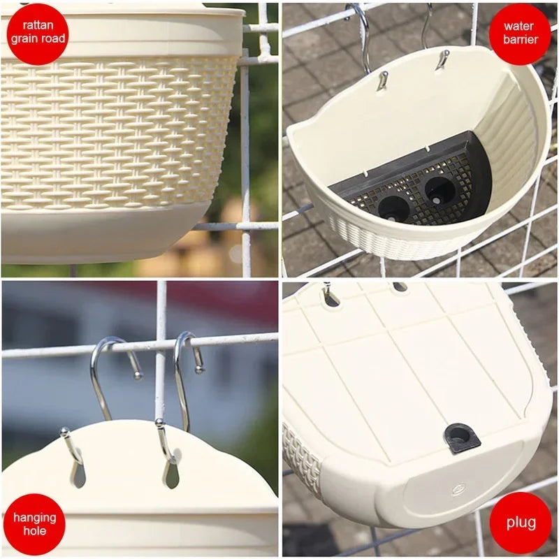 Imitation Rattan Weaving Creative Flower Planter Garden Wall Hanging