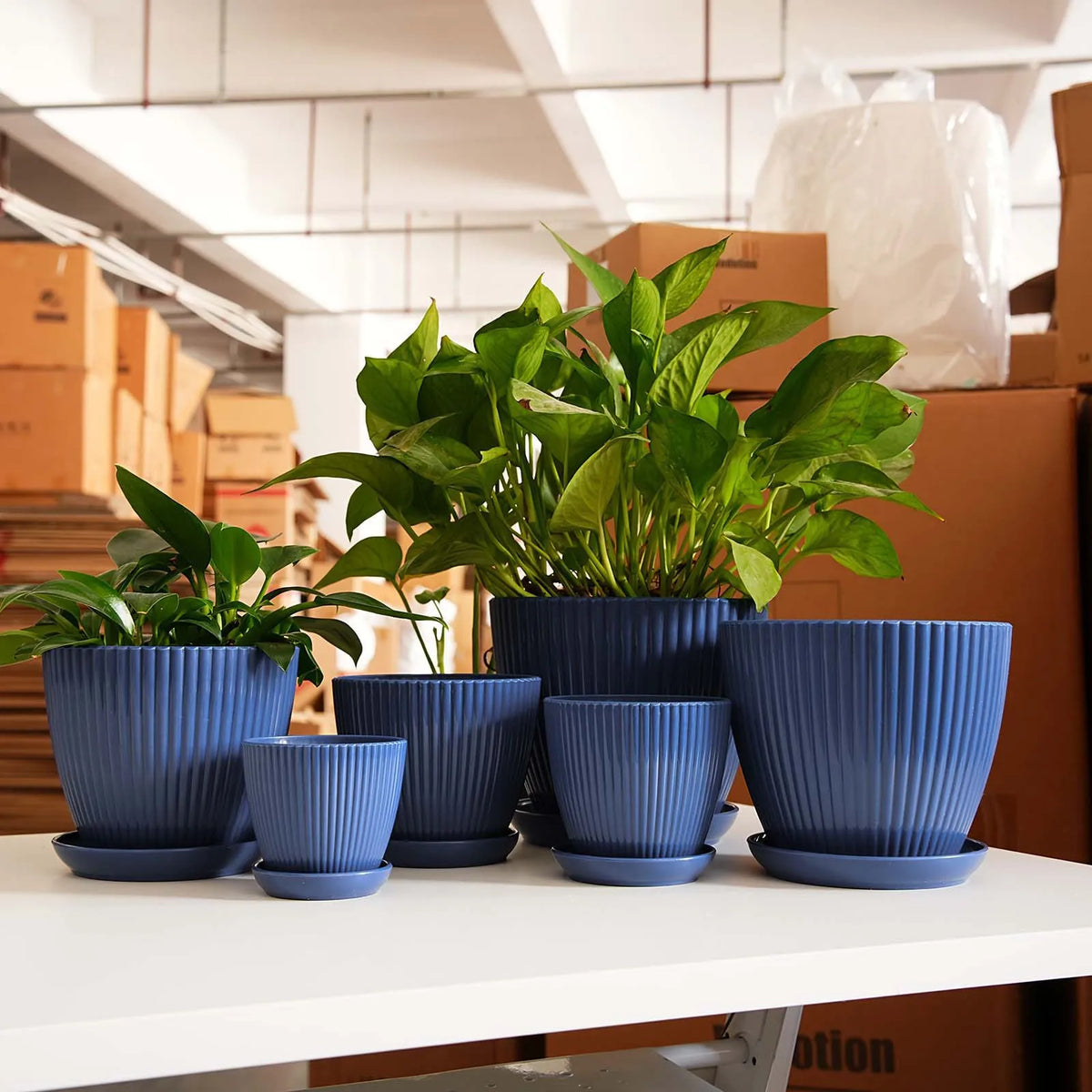 Vertical Striped Thickened Plant Pot Plastic Flower Pot