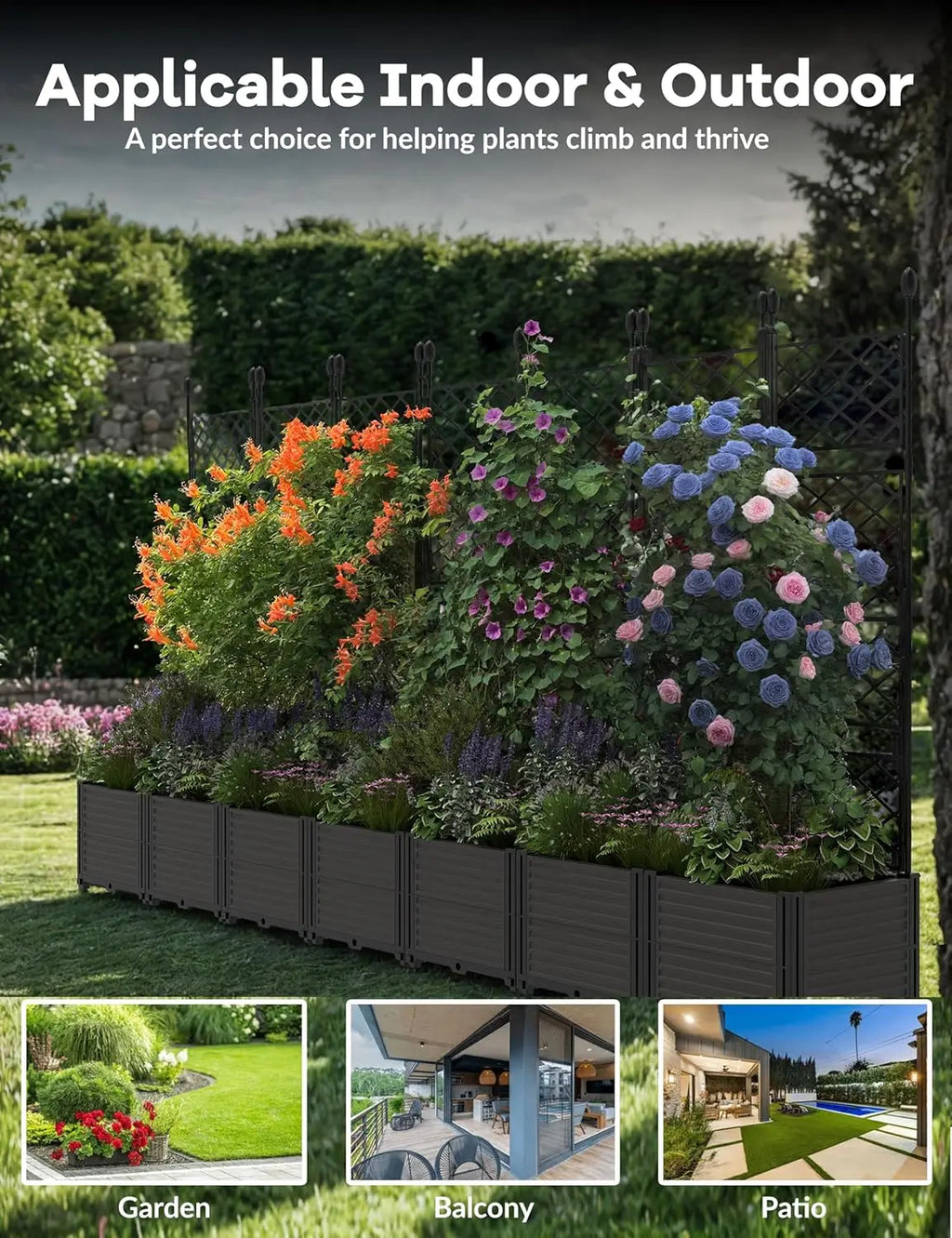Plastic Planter Box w/ Trellis 5.25FT Tall