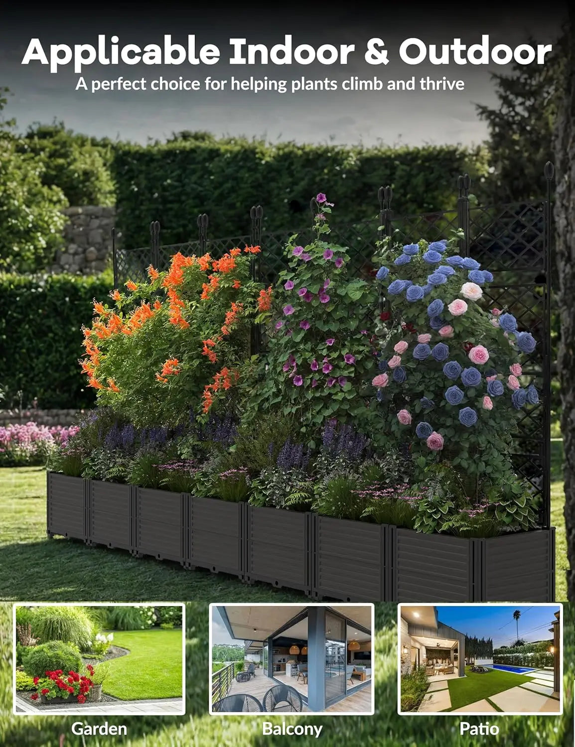 Plastic Planter Box w/ Trellis 5.25FT Tall