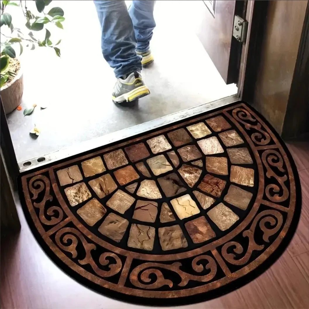 Half Round Stained Glass Floral Mat