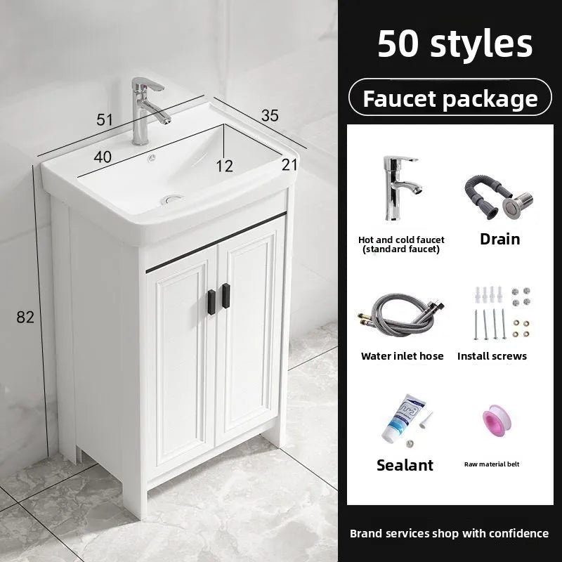 Bathroom Cabinet Modern Floor Standing  with Ceramic Basin and Space Aluminum Cabinet for Bathroom Washroom
