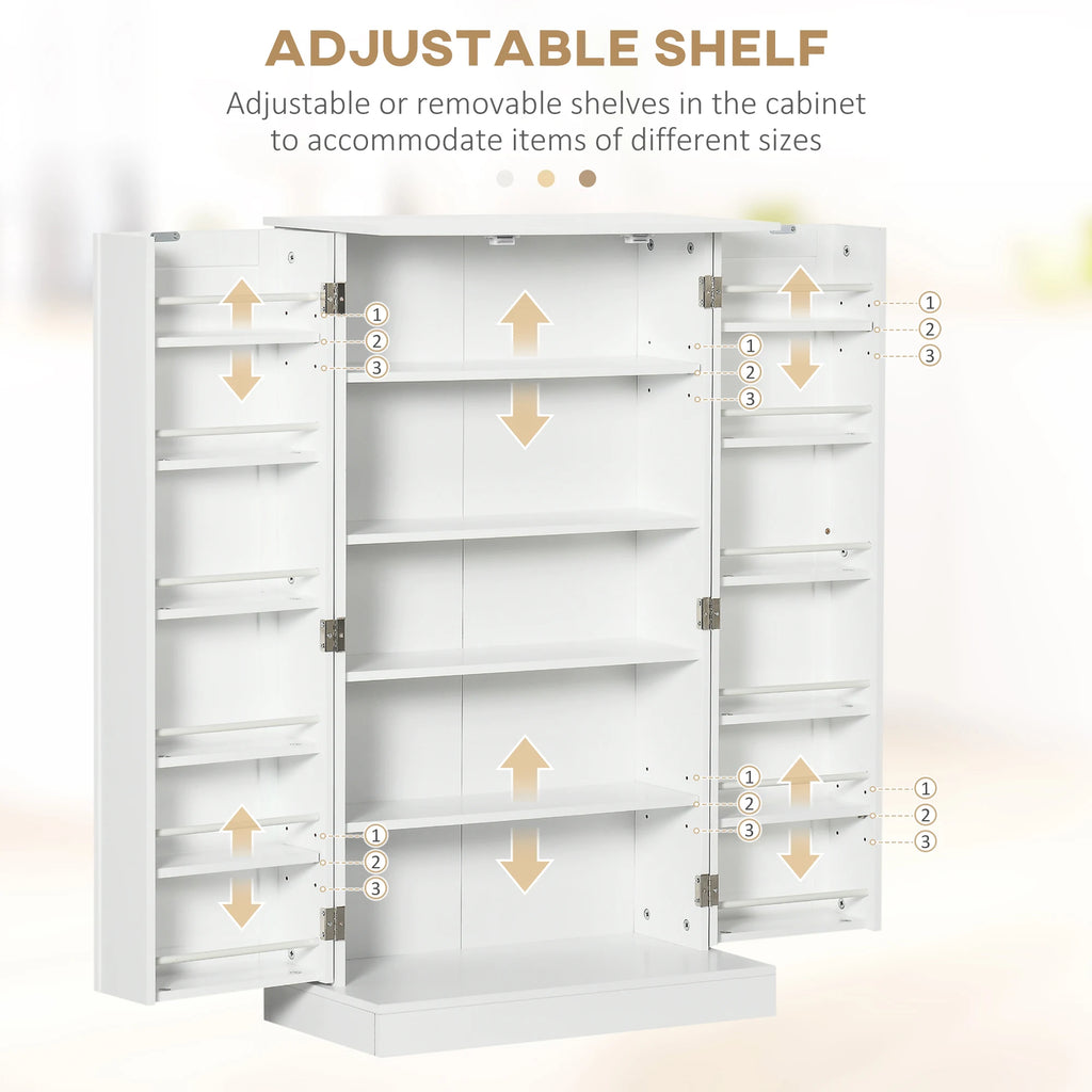41" Modern Kitchen Pantry Freestanding Storage Cabinet with Double Doors Adjustable Shelves for Living Room - White