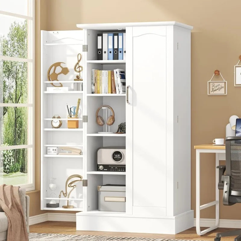 Freestanding Pantry Cabinet with Adjustable Shelves